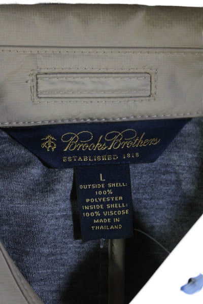 Brooks Brothers Unisex Raincoat Beige Button Polyester Long Sleeve Size L
