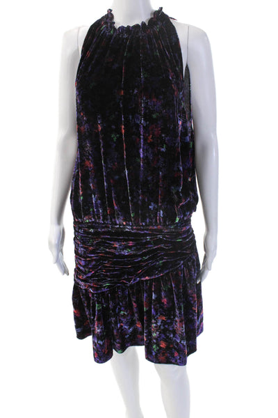 Ramy Brook Women Black Blouson High Neck Knee Length Dress Size 12