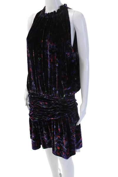Ramy Brook Women Black Blouson High Neck Knee Length Dress Size 12