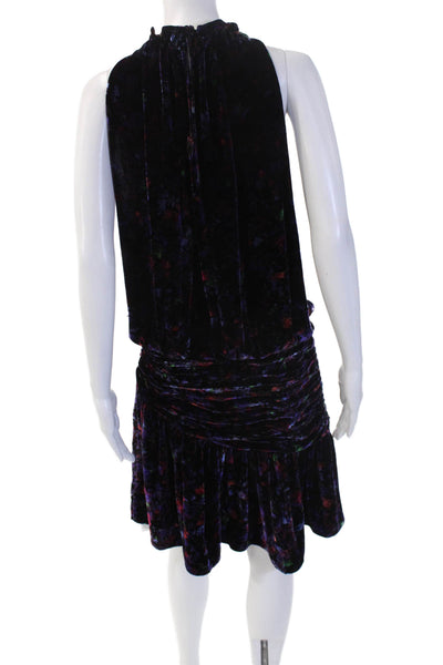 Ramy Brook Women Black Blouson High Neck Knee Length Dress Size 12