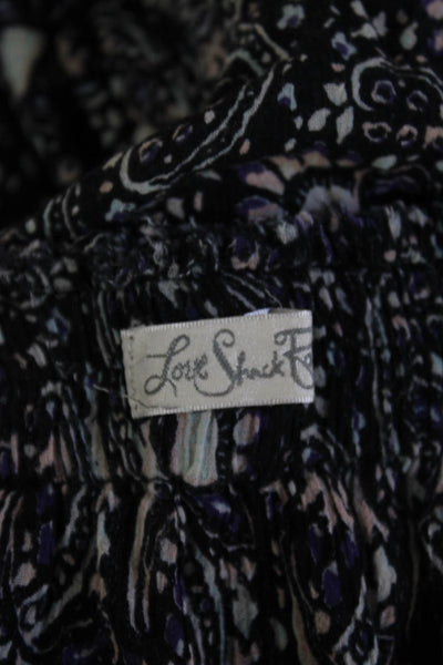 Love Shack Fancy Womens Peasant Mini Skirt Black Paisley Cotton Size 2