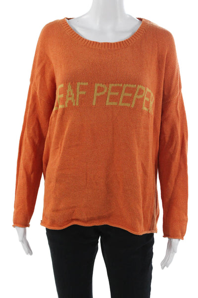 Pink Pineapple Unisex Orange Cotton Pullover Round Neck Long Sleeve Size S