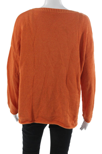 Pink Pineapple Unisex Orange Cotton Pullover Round Neck Long Sleeve Size S
