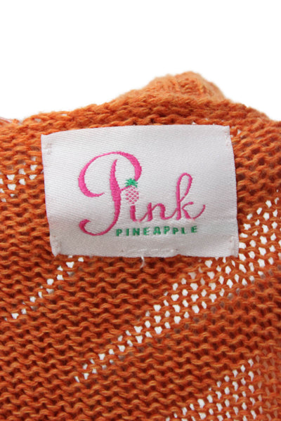 Pink Pineapple Unisex Orange Cotton Pullover Round Neck Long Sleeve Size S