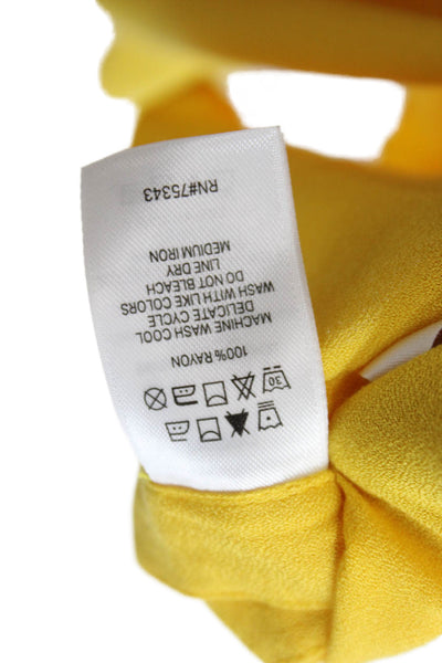 Adrienne Vittadini Women Yellow Sleeveless Tunic Rayon Round Neck Button Size S
