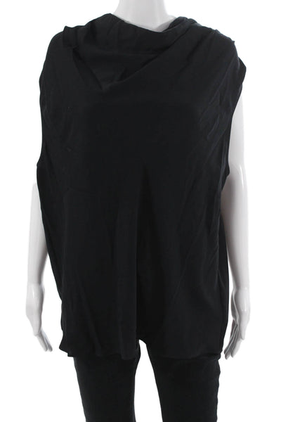 Calvin Klein Women Sleeveless Button Front Black Top 100% Polyester Size L