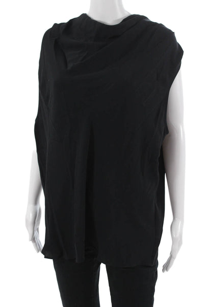 Calvin Klein Women Sleeveless Button Front Black Top 100% Polyester Size L