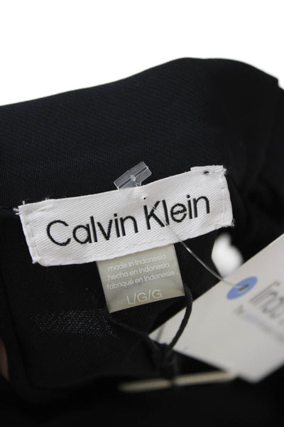 Calvin Klein Women Sleeveless Button Front Black Top 100% Polyester Size L