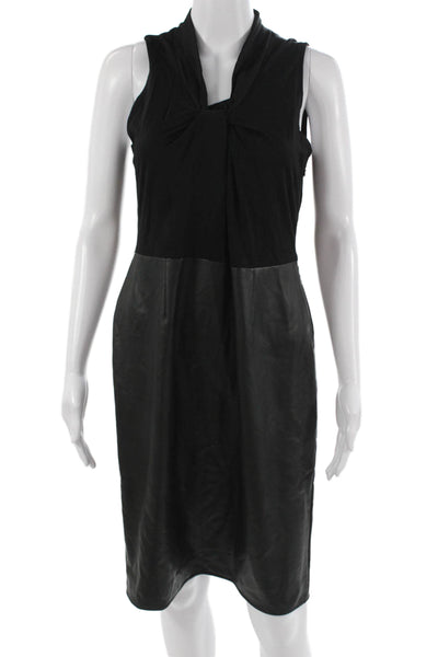 Kasper Women Black Sheath Dress High Neck Sleeveless Zip Size 4