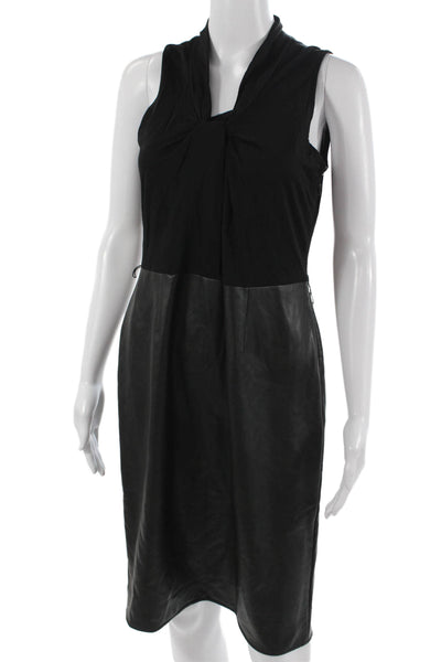 Kasper Women Black Sheath Dress High Neck Sleeveless Zip Size 4