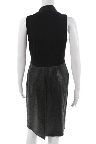 Kasper Women Black Sheath Dress High Neck Sleeveless Zip Size 4