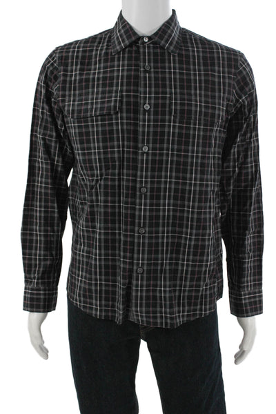 Michael Kors Mens Long Sleeve Plaid Point Collar Button-Up Cotton Shirt Size M