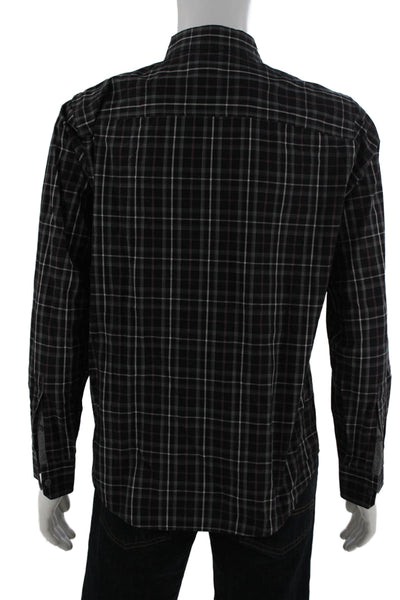 Michael Kors Mens Long Sleeve Plaid Point Collar Button-Up Cotton Shirt Size M