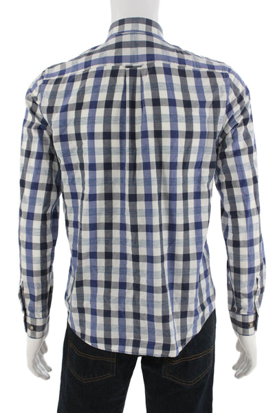 Ben Sherman Mens Button-Down Checked Cotton Blend Long Sleeve Shirt Size M