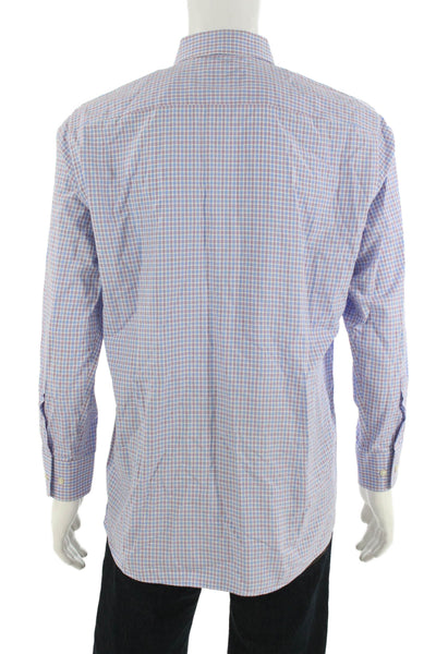 Boss Hugo Boss Mens Dress Shirt Light Blue Check Cotton Long Sleeve Size M