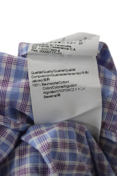 Boss Hugo Boss Mens Dress Shirt Light Blue Check Cotton Long Sleeve Size M