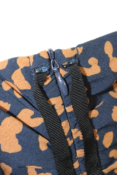 Lucy Paris Women Wrap Skirt Dark Blue Animal Print Polyester Knee Length Size M