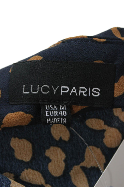 Lucy Paris Women Wrap Skirt Dark Blue Animal Print Polyester Knee Length Size M