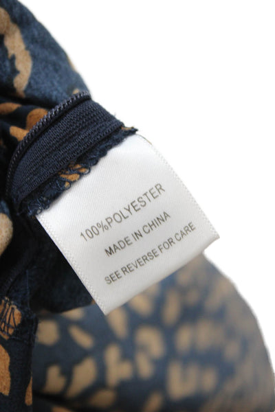 Lucy Paris Women Wrap Skirt Dark Blue Animal Print Polyester Knee Length Size M