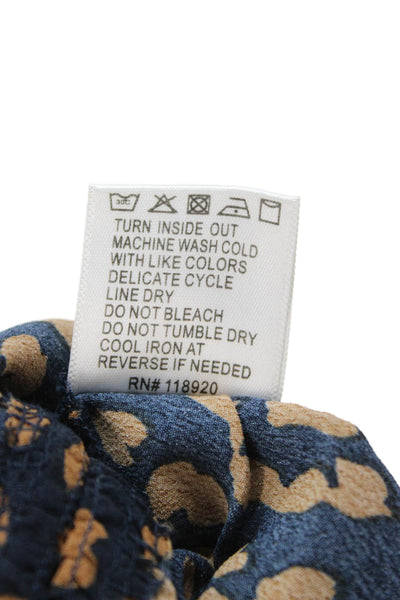 Lucy Paris Women Wrap Skirt Dark Blue Animal Print Polyester Knee Length Size M