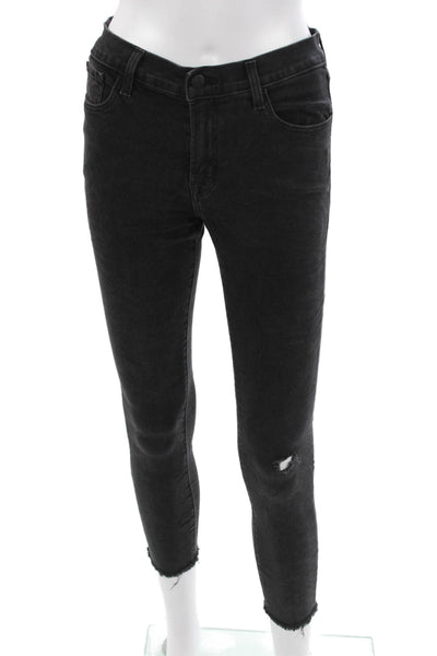 J Brand Womens Ankle Skinny Black Jeans Mid Rise Button Size 27