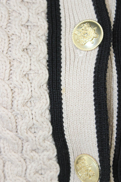 J Crew Unisex Cardigan Beige Button Crew Neck Long Sleeve Cotton Blend Size S