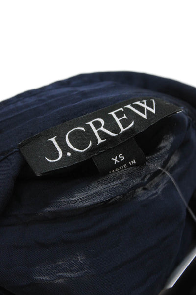 J Crew Women Collared Button-Up Blouse Dark Blue Long Sleeve Polyester Size XS