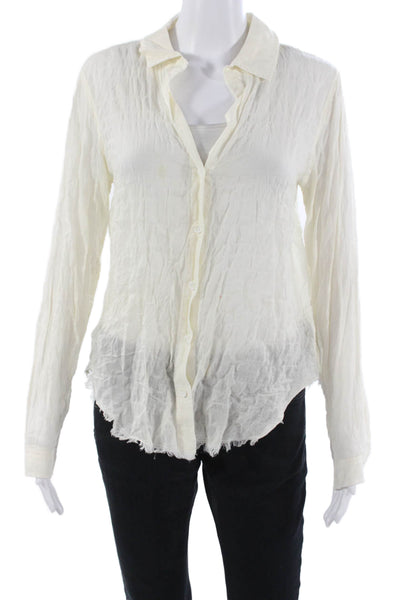 Bella Dahl Women Button-Up Collared White Long Sleeve Bohemian Size S