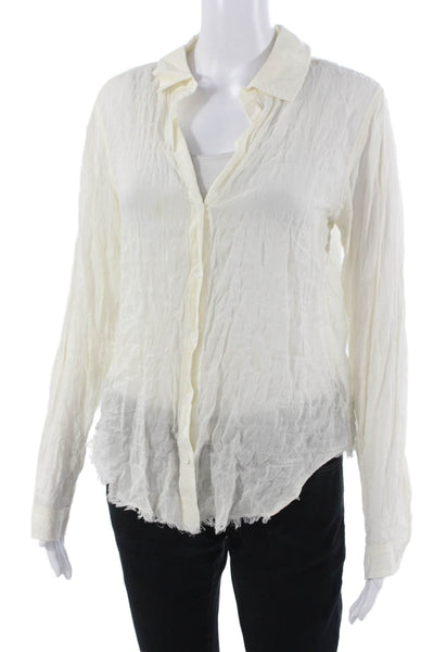 Bella Dahl Women Button-Up Collared White Long Sleeve Bohemian Size S