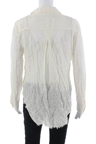 Bella Dahl Women Button-Up Collared White Long Sleeve Bohemian Size S