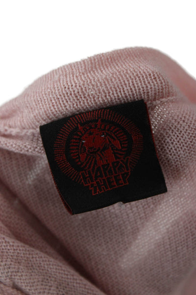 Happy Sheep Unisex Pink Striped V Neck Pullover Sweater Long Sleeve Size M