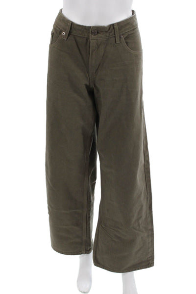 Levis Mens Brown High Rise Cotton Blend Army Pants Button Fly Size 32