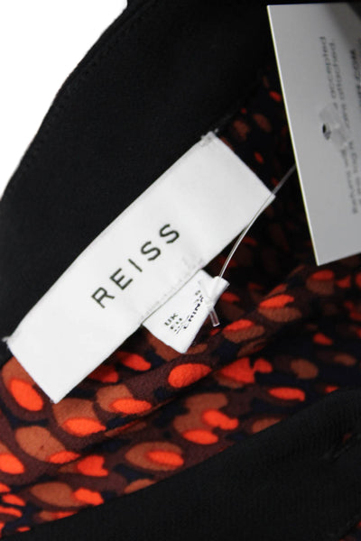 Reiss Women Black Animal Print Shirt Dress Long Sleeve Collared Button Size 4