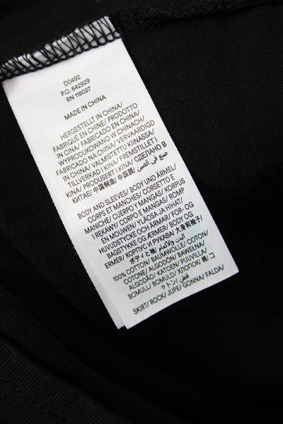 Boden Women A-Line Black Cotton V-Neck Knee Length Dress Long Sleeve Size 6