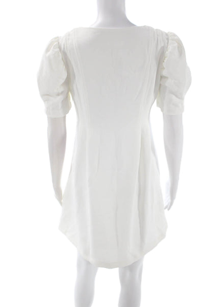 Line And Dot Womens A-Line Mini White V Neck Short Sleeve Dress Size S