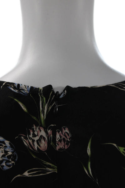 Nicole Miller Womens Fit Flare Mini Floral Vneck Short Sleeve Dress Size S
