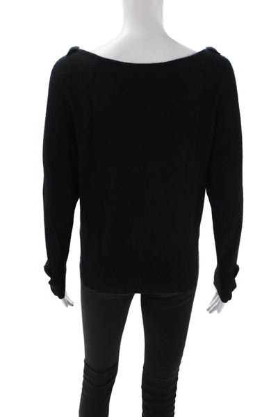 Juicy Couture Womens Black Cashmere Pullover Roundneck Long Sleeve Size XS
