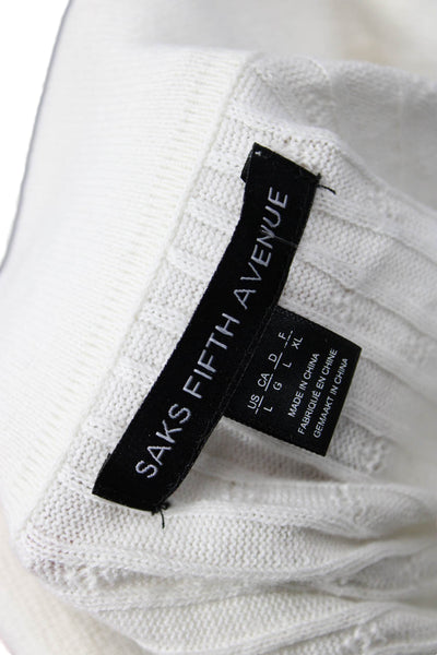 Saks Fifth Avenue Womens Collared Striped Linen Pullover Short Sleeve Size L