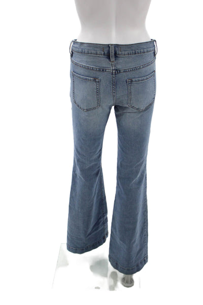 Free People Womens Bootcut Flared Jeans Blue High Rise Button Size 28