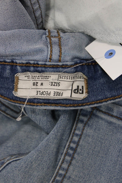 Free People Womens Bootcut Flared Jeans Blue High Rise Button Size 28