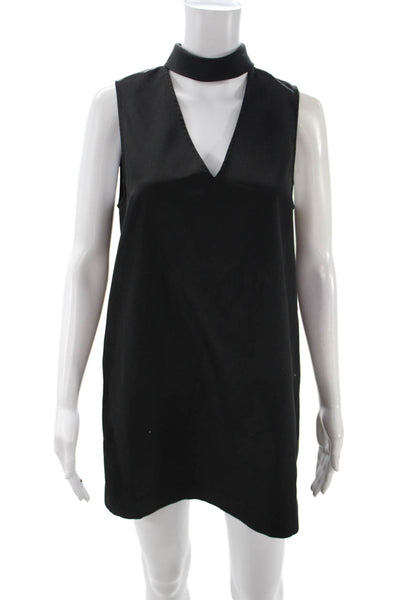 Yumi Kim Women Shift Dress Black Sleeveless Mock Neck Zip Polyester Size S