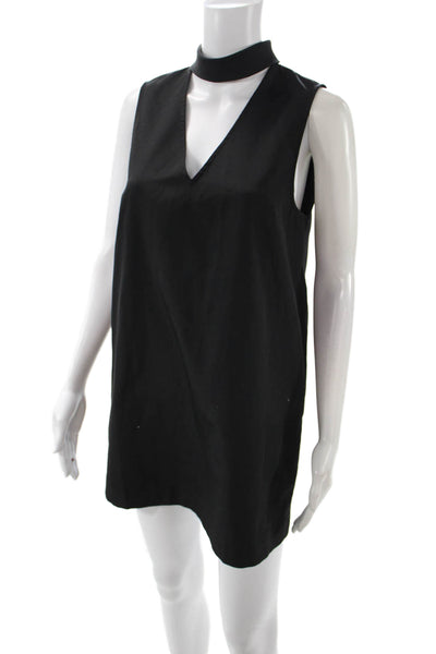 Yumi Kim Women Shift Dress Black Sleeveless Mock Neck Zip Polyester Size S