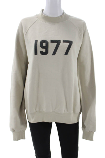 Essentials Unisex Pullover Sweatshirt Beige Crewneck Longsleeve Graphic Size XS