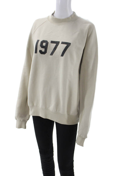Essentials Unisex Pullover Sweatshirt Beige Crewneck Longsleeve Graphic Size XS