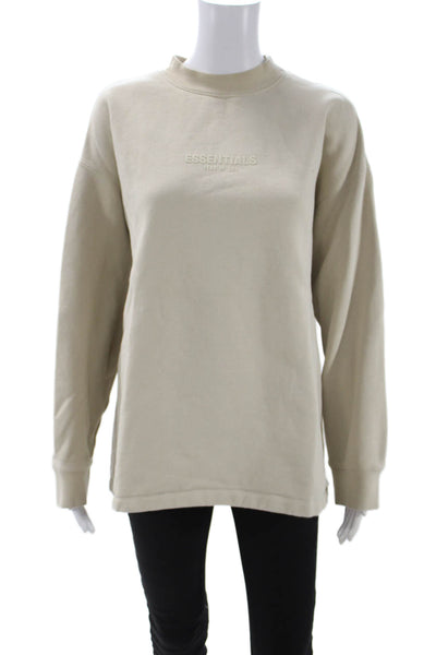 Essentials Unisex Pullover Sweatshirt Beige Cotton Crewneck Size XS