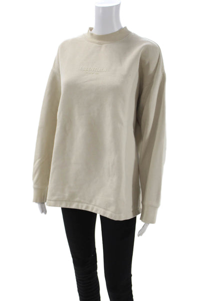 Essentials Unisex Pullover Sweatshirt Beige Cotton Crewneck Size XS