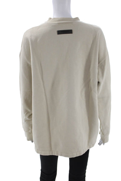Essentials Unisex Pullover Sweatshirt Beige Cotton Crewneck Size XS