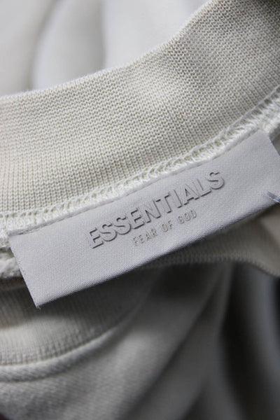 Essentials Unisex Pullover Sweatshirt Beige Cotton Crewneck Size XS