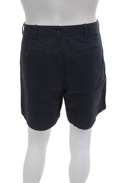Wallace & Barnes Mens Chino Shorts Dark Blue 100% Cotton Button Size 31
