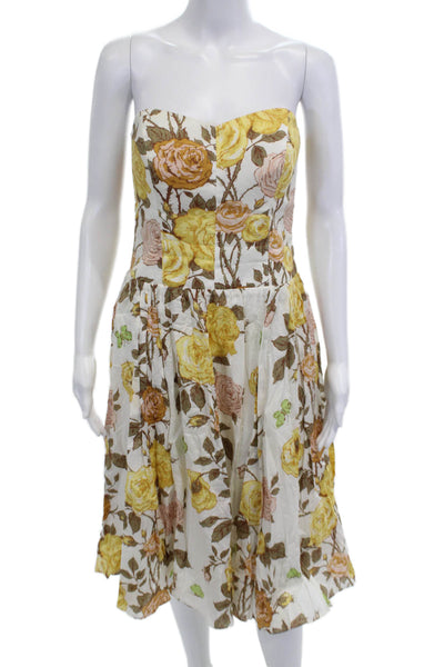 Nicole Miller Collection Women Fit & Flare Floral White Sleeveless Dress Size 6